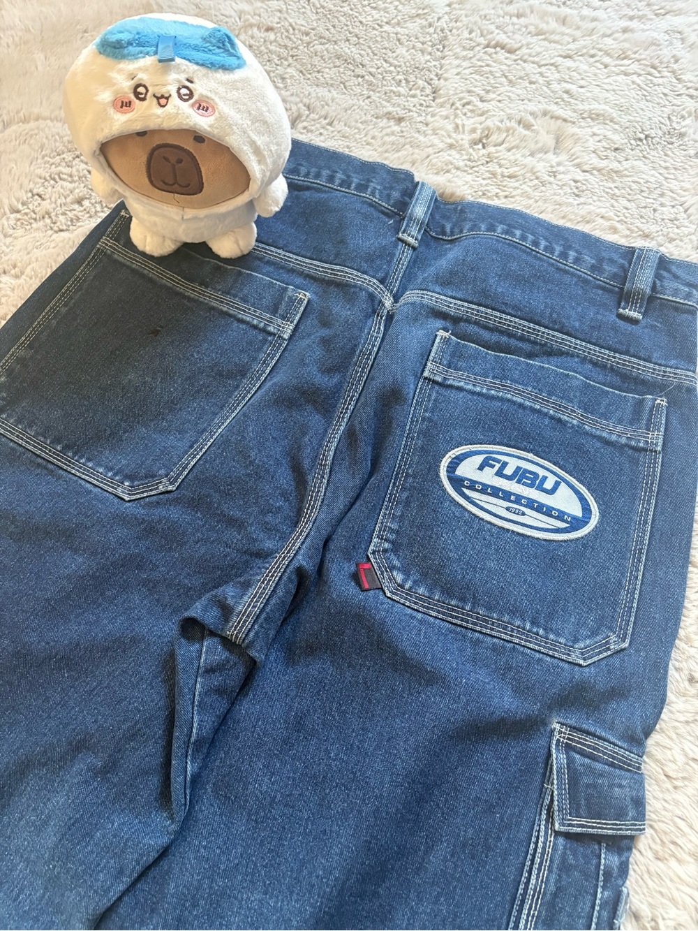 FUBU Dark Blue Relaxed Carpenter Jeans with Back Patch